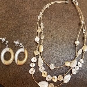 Chicos gold/silver necklace & earrings.